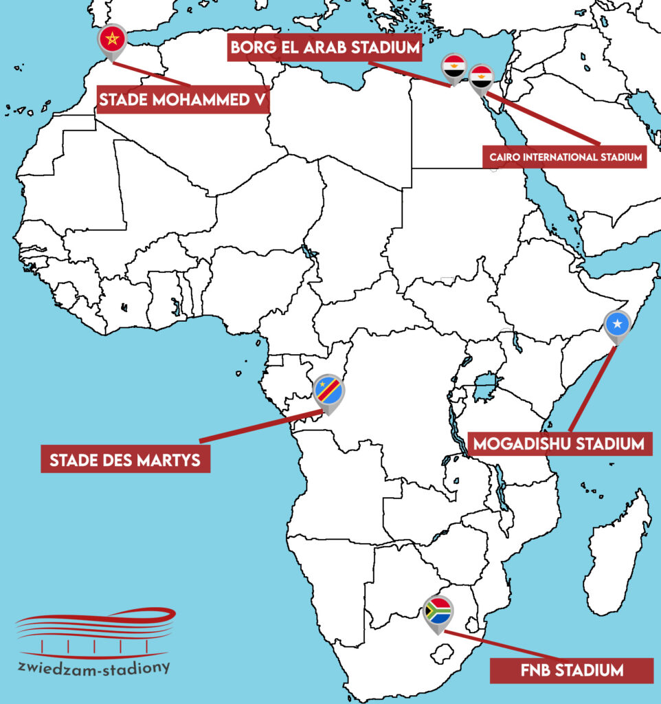 stadiony afryki - mapa